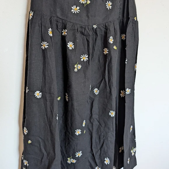 Madewell Linen Blend Button Yoke Midi Skirt Ins Lazy Daisy Size 14 New - Picture 5 of 8